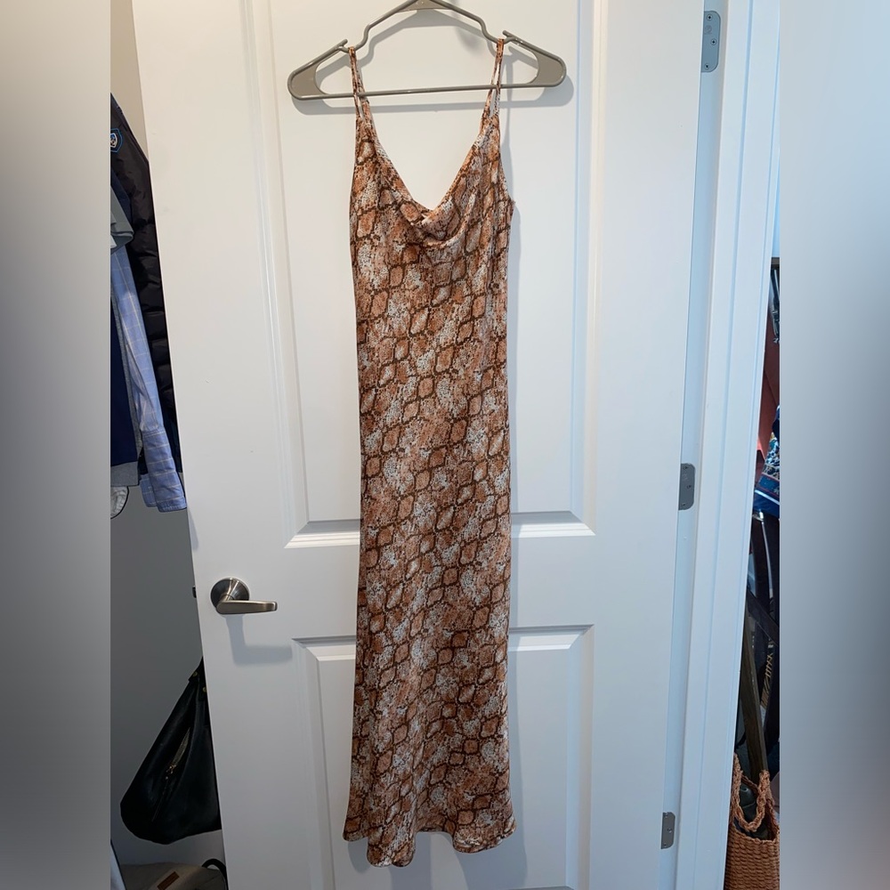 Olivia Rae Brown and Tan Maxi Slip Dress